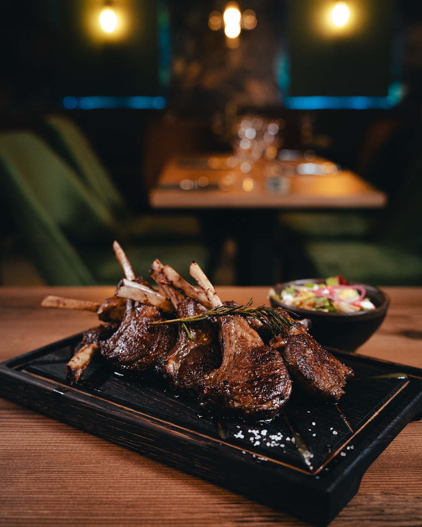 A plate of grilled lamb chops at Seventeen, a halal restaurant in Antwerpen, Belgium.