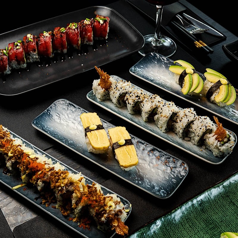 A variety of sushi dishes at La Vida, a halal restaurant in Utrecht, Netherlands.
