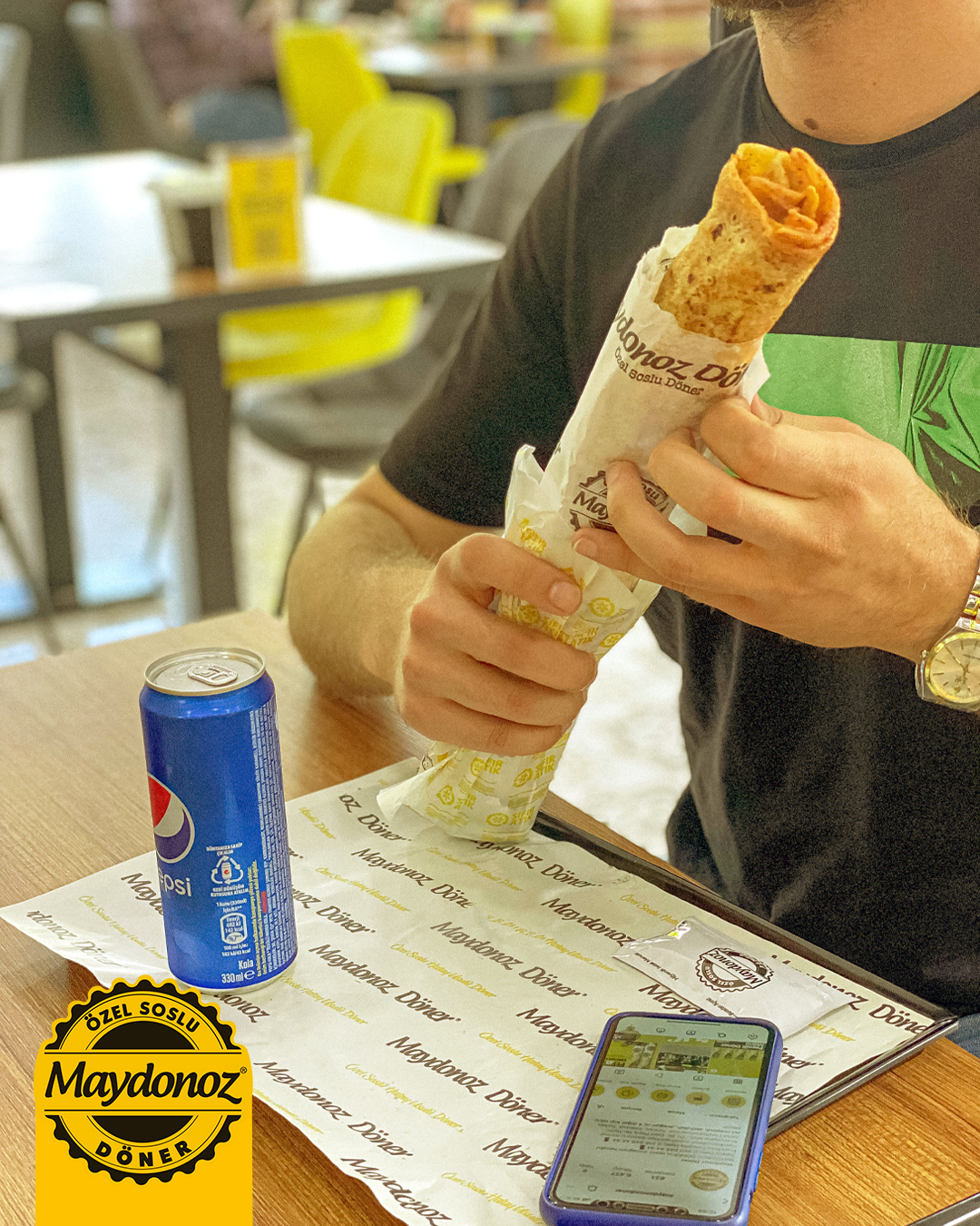 A döner wrap at Maydonoz, a halal restaurant in Den Haag, Netherlands.