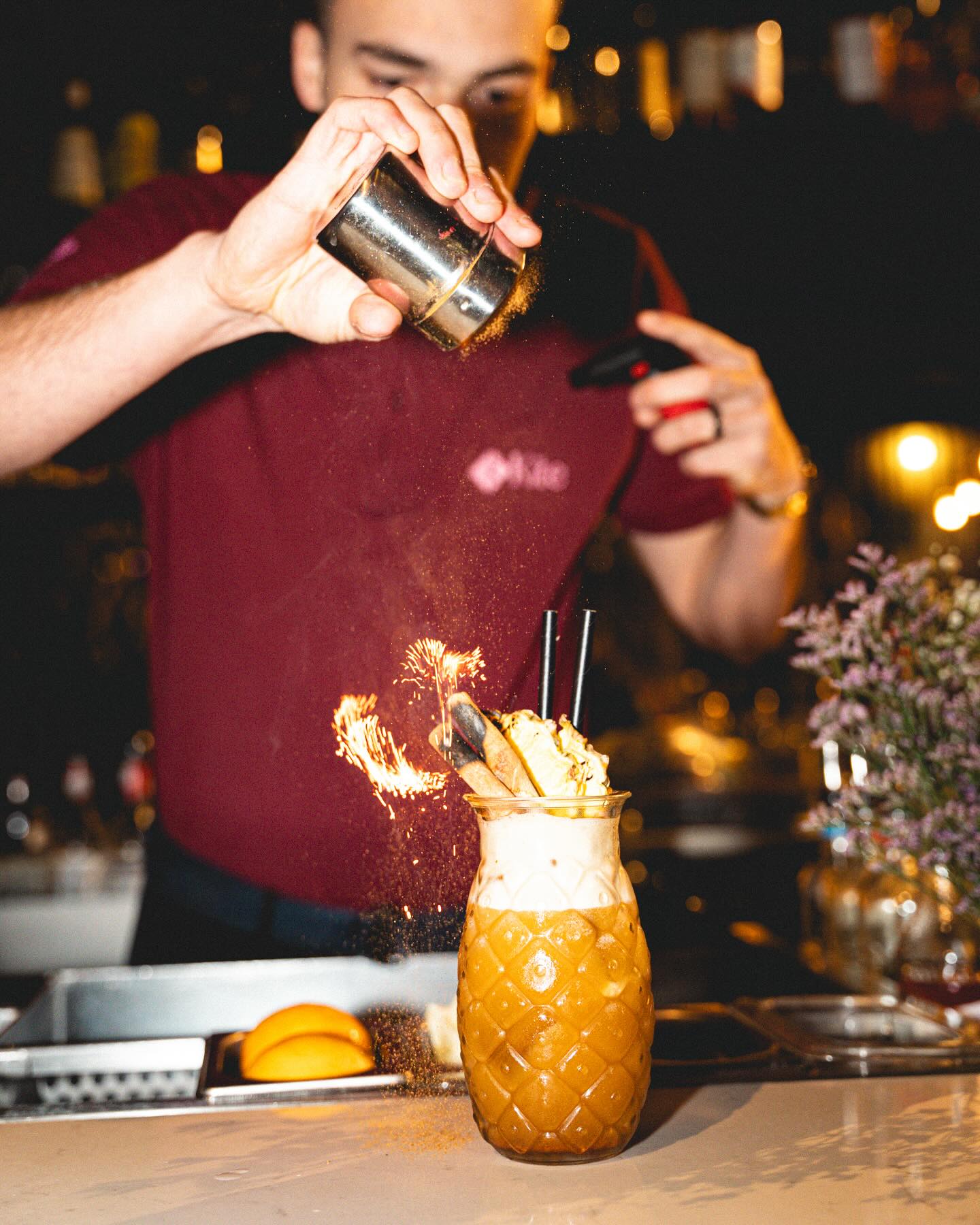 A cocktail being prepared at Kite, a halal restaurant in Rotterdam, Netherlands.
